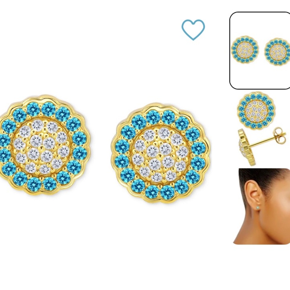 Giani Bernini Blue & White Cubic Zirconia Reverse Halo Stud Earrings